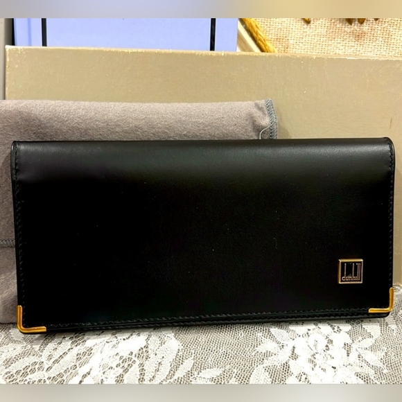 Dunhill Black Leather Wallet w/Box and Dust Cover LIKE NEW - Picture 2 of 6